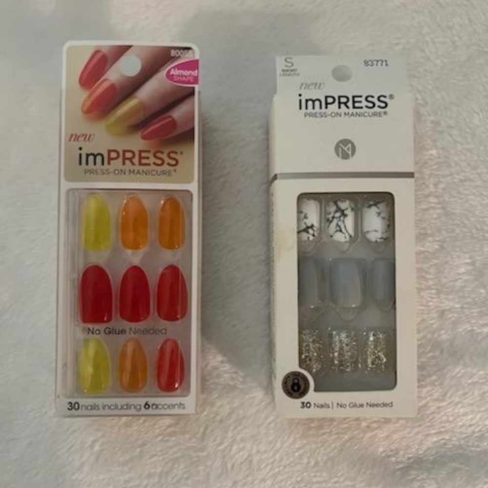 2 NEW in Box Impress Nails Press on nail sets
